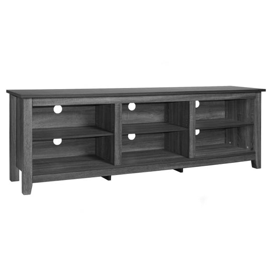 Noah Wooden 70 TV Stand with Open Storage Shelves - Charcoal