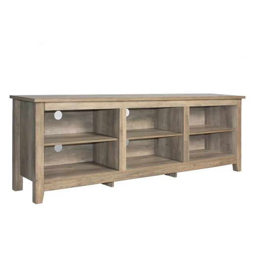 Noah Wooden 70 TV Stand with Open Storage Shelves - Grey