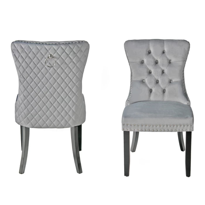 Velvet Chair Quilted Back Grey - Two Chairs Per Box