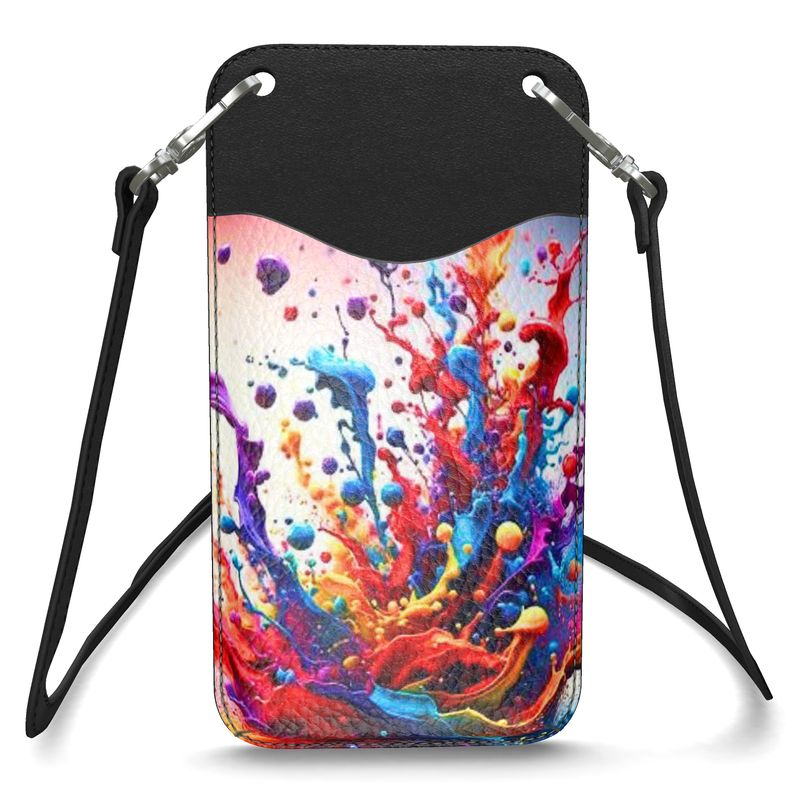 Dazzle Doodle™ Splash of Color Leather Phone Case Strap