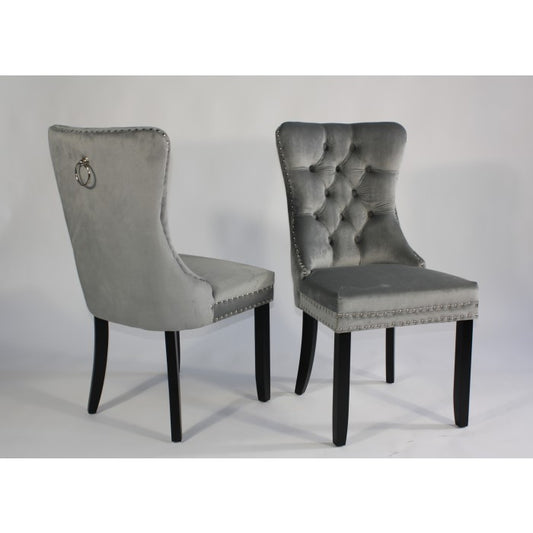 Lisa Velvet Upholstered Tufted Dining Chair Set - Grey