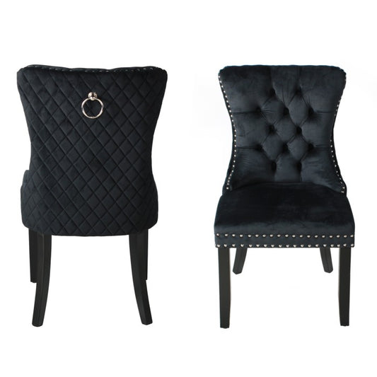 Velvet Chair Quilted Back Black - Two Chairs Per Box