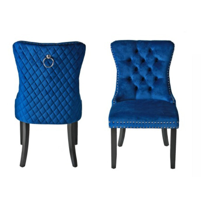 Velvet Chair Quilted Back Blue - Two Chairs Per Box