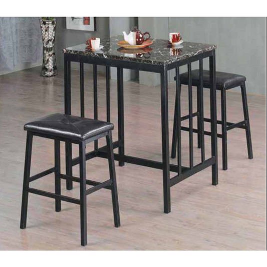 Messina Faux Marble Counter Height Dining Set Black Metal