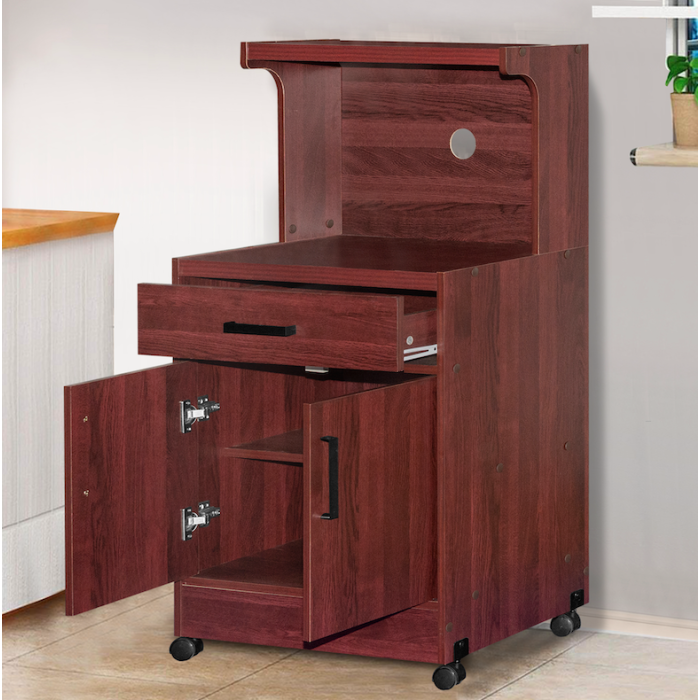 Shelby 2134 Wooden Microwave Cart - Mahogany